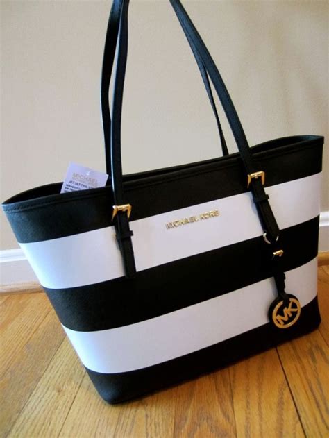 michael kors black and white totes|Michael Kors neverfull tote.